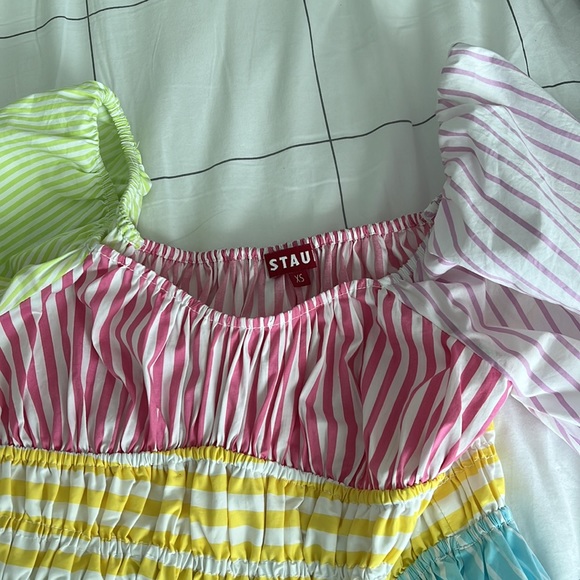 Staud Topsail Dress Stripe Multi in size extra small - Picture 6 of 7